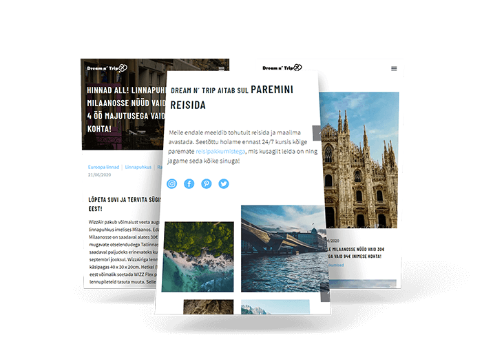 Dreamntrip | Dream n´ Trip | dreamntrip.ee | L-pakett | Veebileht